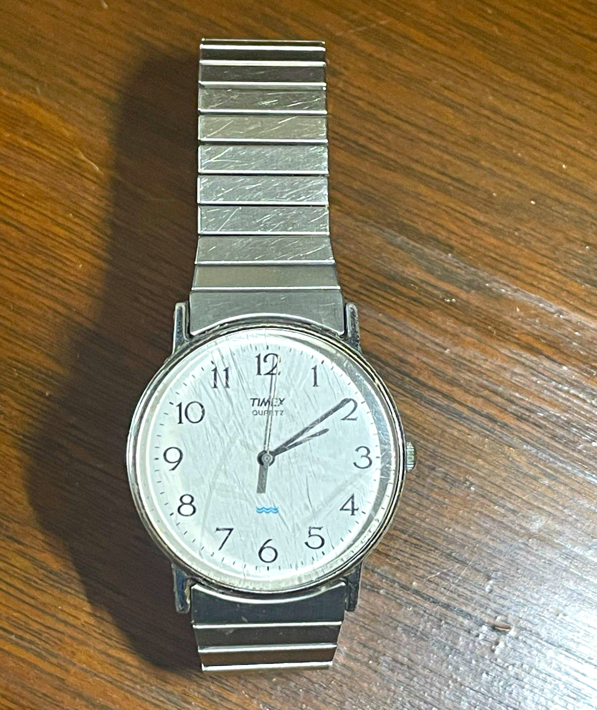 Timex LA Cell Quartz Analog Watch White Dial Arabic, Silver Expandable Band 35mm