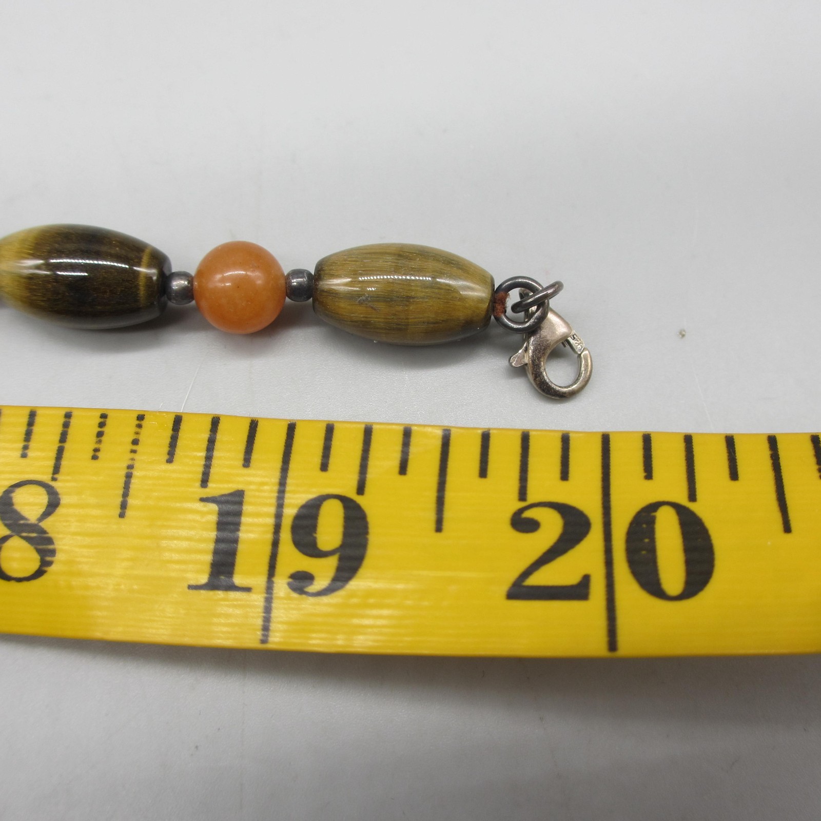 Vintage Boho Necklace Beaded Orange Brown Stone Disk Pendant 20 Inch