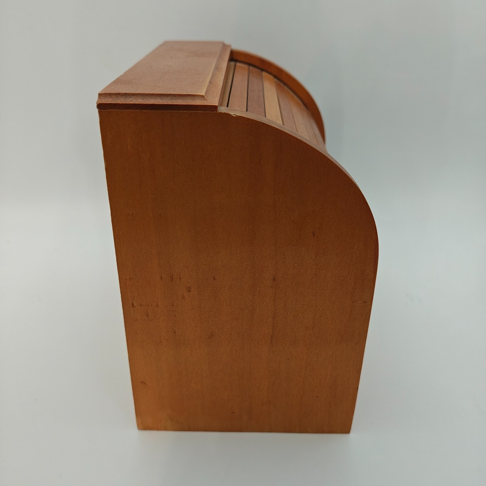 Vintage Wooden Roll Top Jewelry Box Mini Desk Organizer Drawers Made in Taiwan