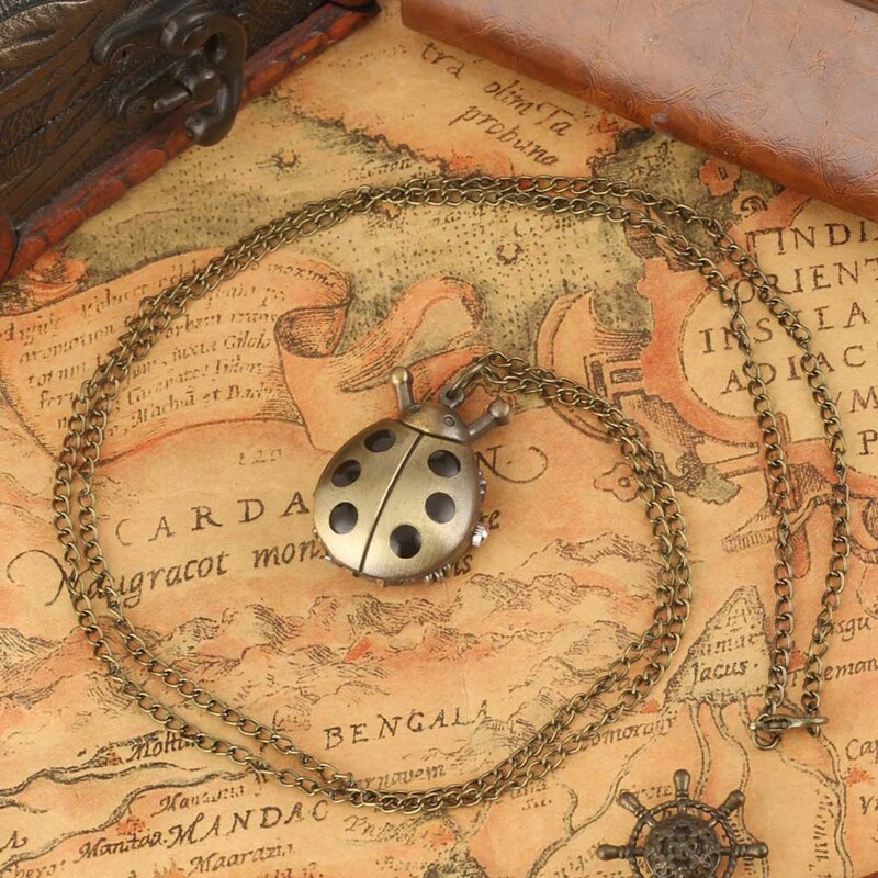 Bronze Animal Shape Lovely Quartz Pocket Watch for Men Women Kid with Chain Gift