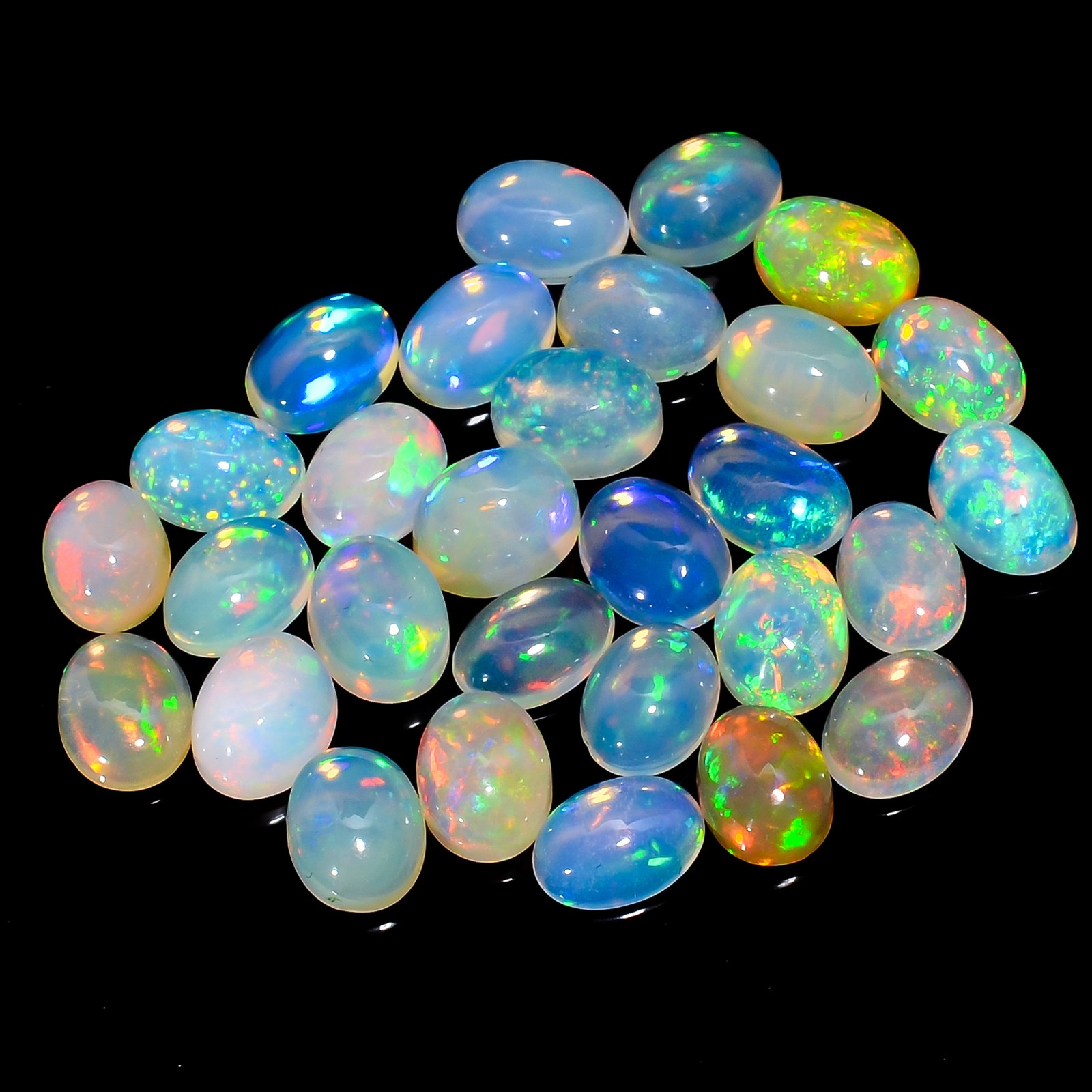 Natural Welo Fire Ethiopian Opal Oval Cabochon Gemstone 5 Ct. Lot 8X6 mm AO-2