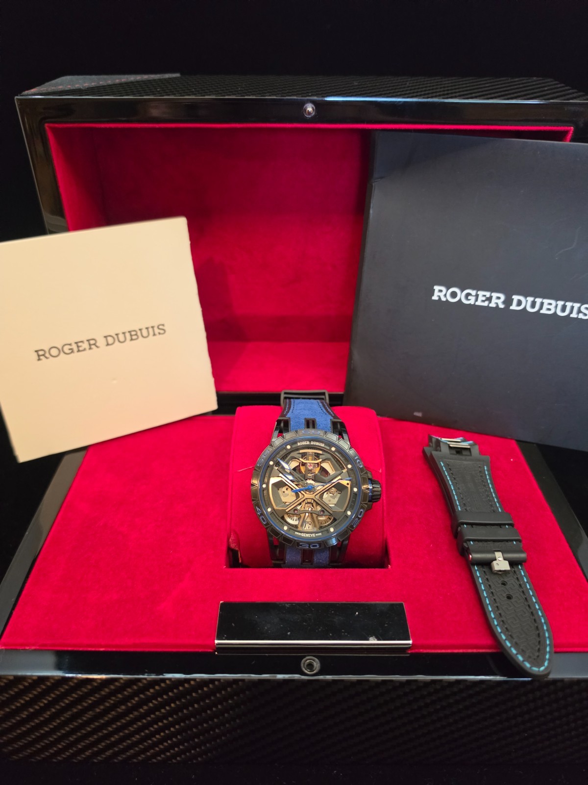 Roger Dubuis Excalibur Spider Huracan Skeleton Carbon Fiber Blue 45mm DBEX0749