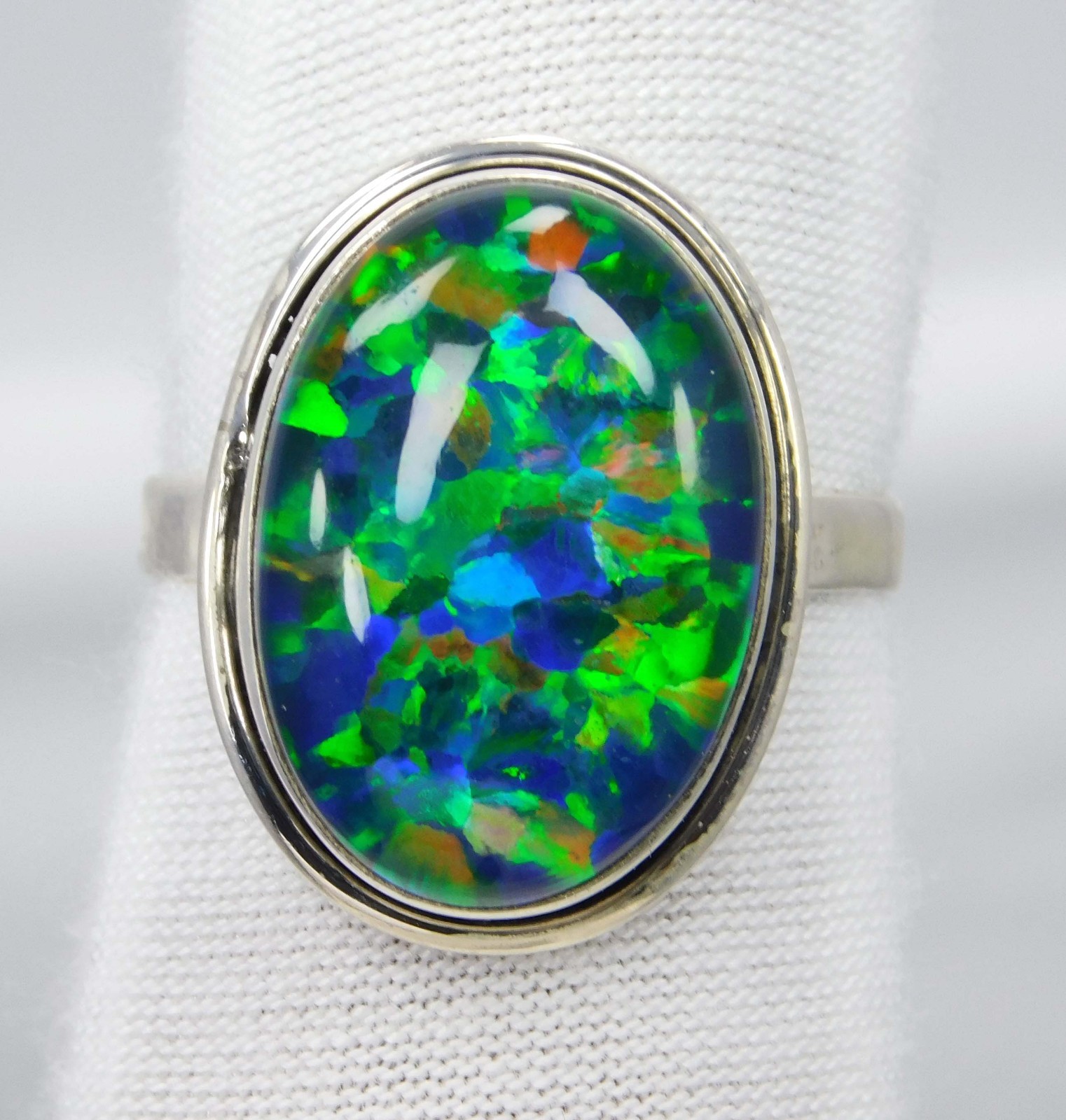 22.65 Ct Natural Australian Aura Opal Ring 925 Sterling Silver Handmade