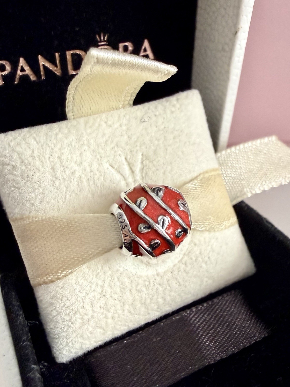 PANDORA STERLING SILVER RED VINES ENAMEL CHARM #790525EN17 AUTHENTIC RETIRED