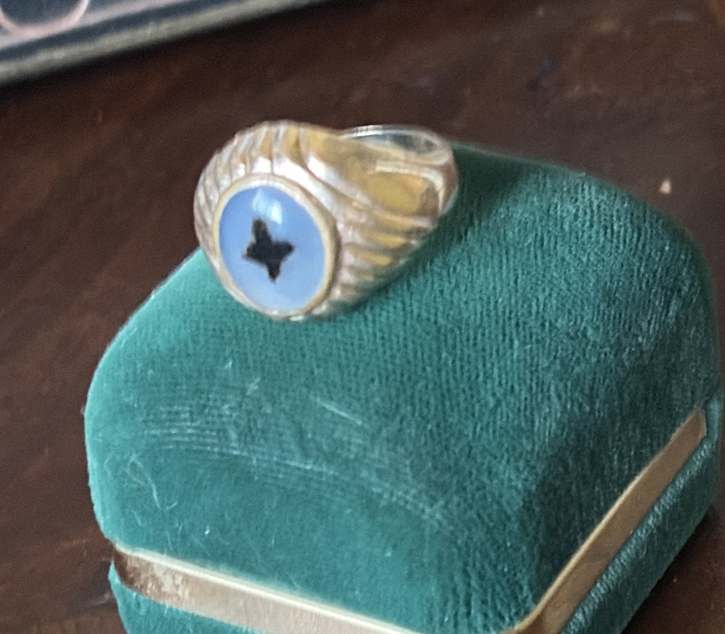 Vintage 1/20 10k Gold Filled Ring Dendritic Stone size 8.75