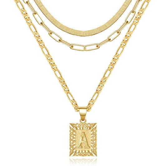 Dainty Layering Initial Necklaces for Women 14k Gold Plated Paperclip Chain NEC
