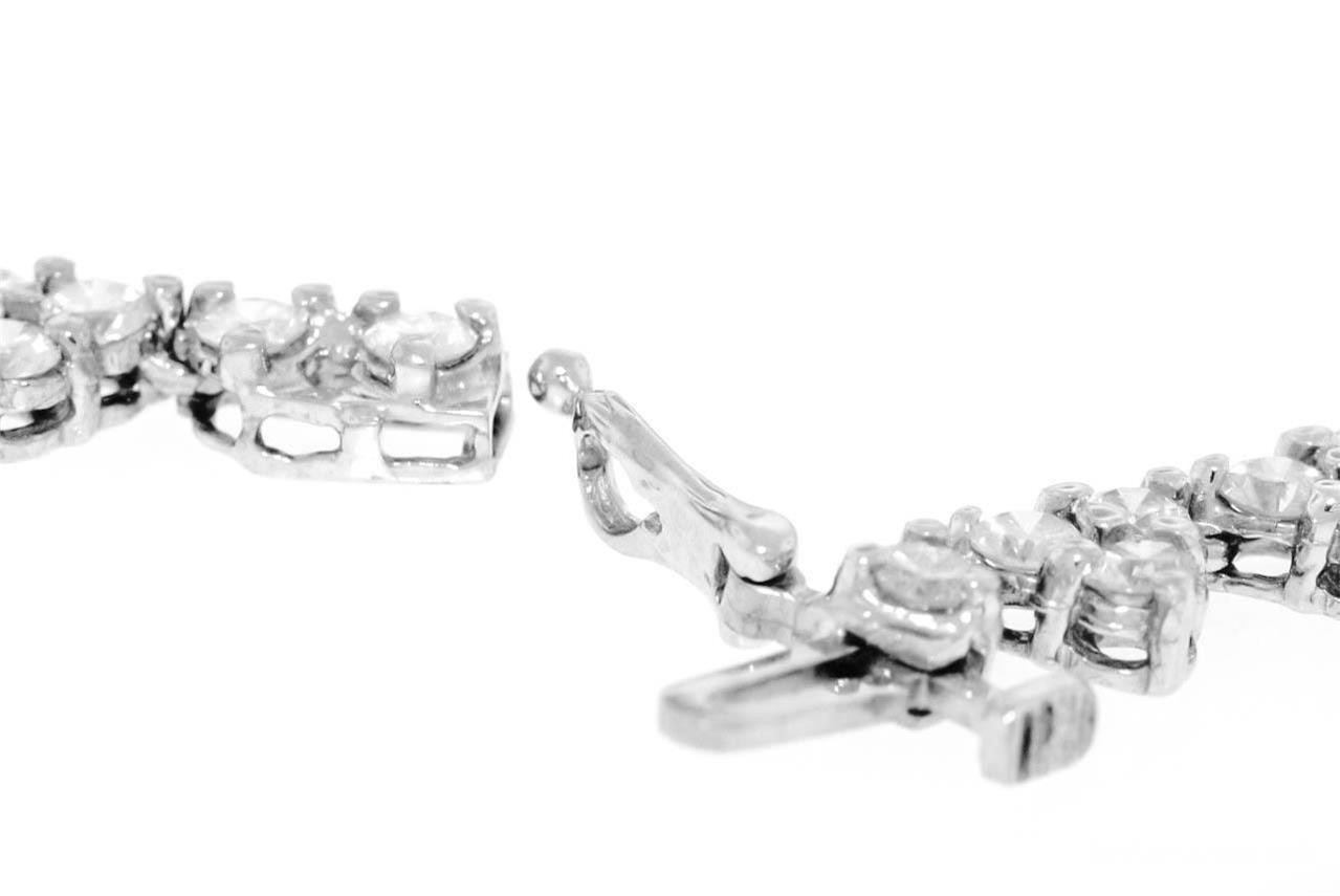 15ct Diamond Tennis Necklace VS Fancy Cluster 14k White Gold USA Made