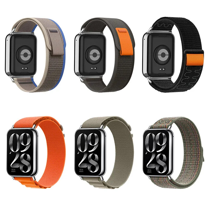 Weave Nylon Wristband Strap for Xiaomi MiBand 8 9 Pro Red Mi Watch 4 Fabric Band