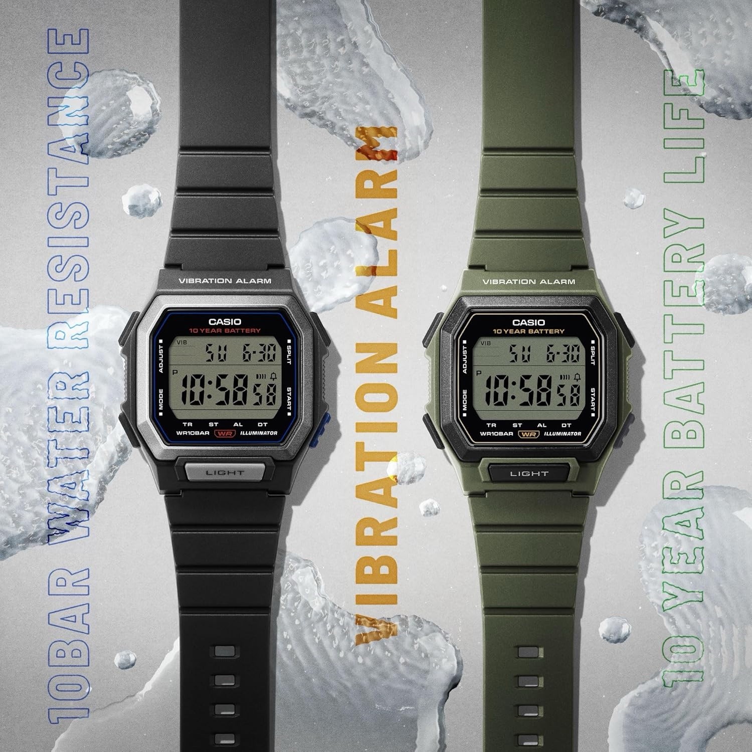 CASIO Collection Standard Watch W-738H, green, Sports Minimalism Japan New
