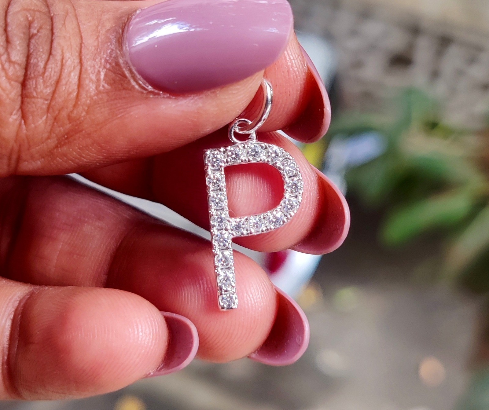 2Ct Round Lab Created Diamond Initial “P” Letter Pendant 14k White Gold Plated