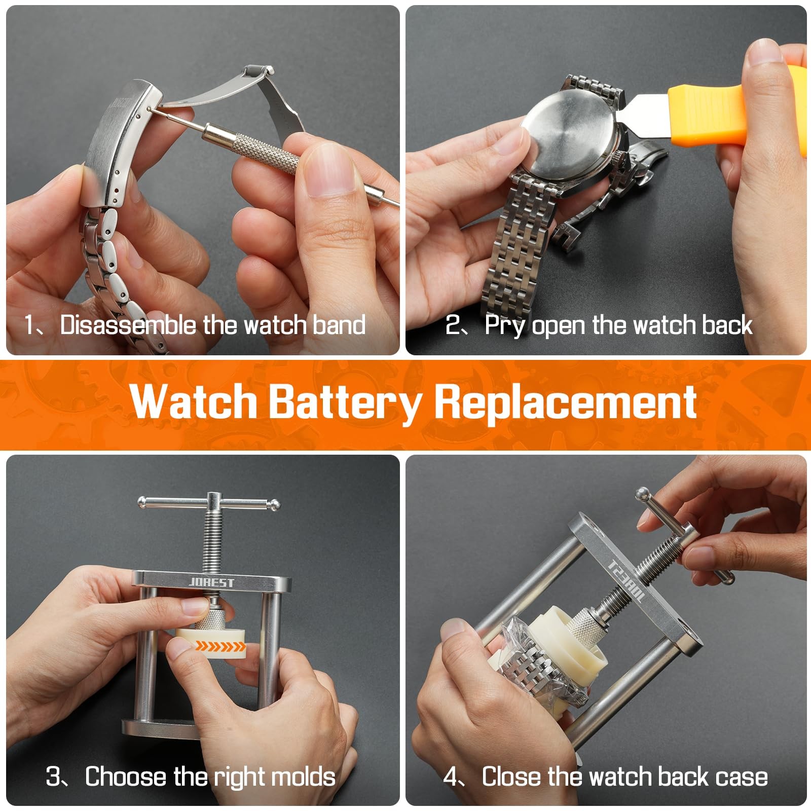 Watch Press Tool Set, Back Case Closer for Closing the Cover, Watch Battery R…