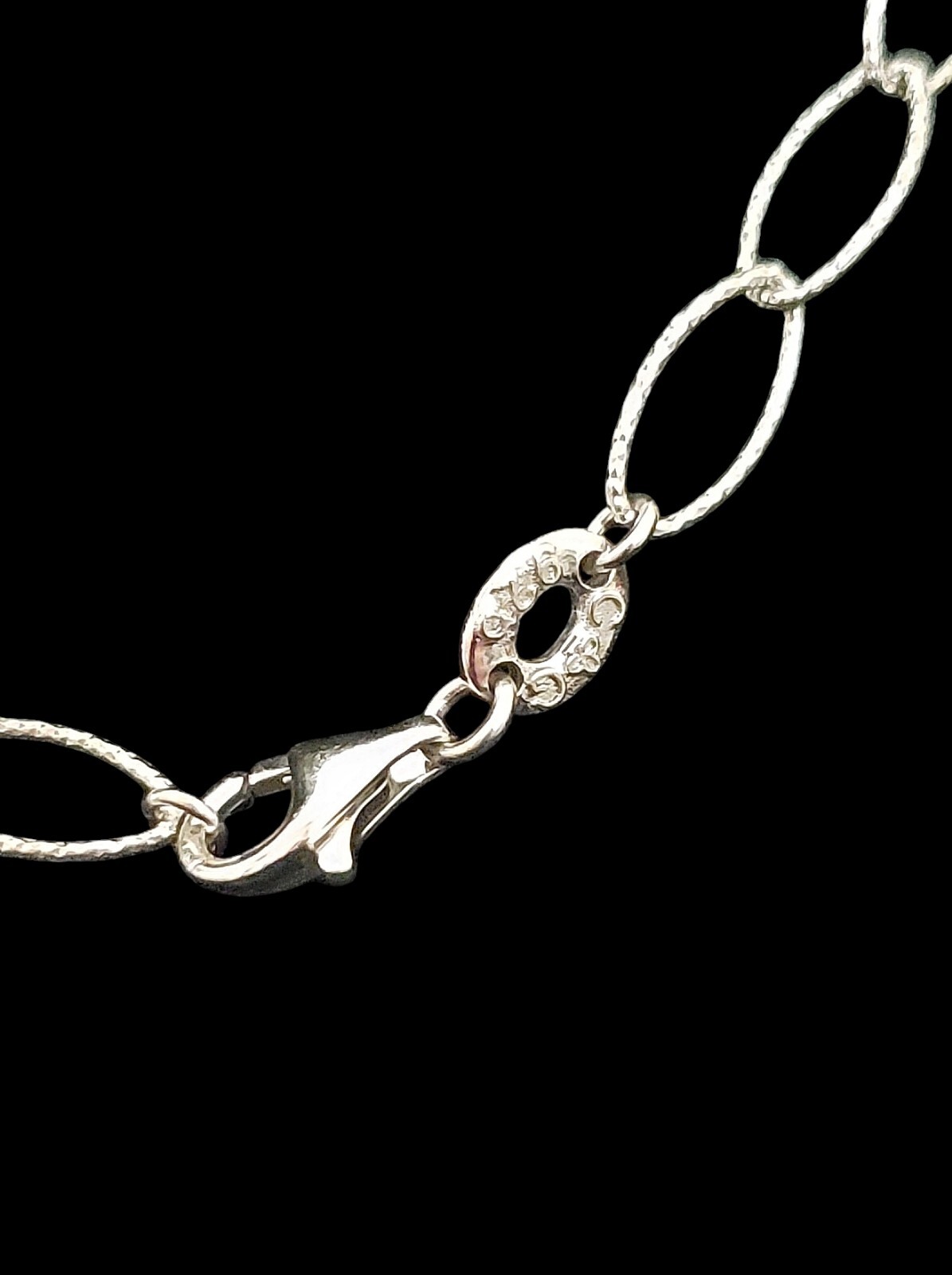 16″ CHARLES GARNIER, Solid Sterling Silver 4 Station Oval Bead Link Necklace