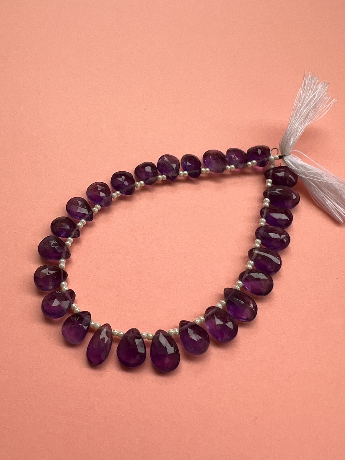Natural Amethyst Faceted Pear Briolette Beads 1 Strand 8-9mm Teardrop Gemstone