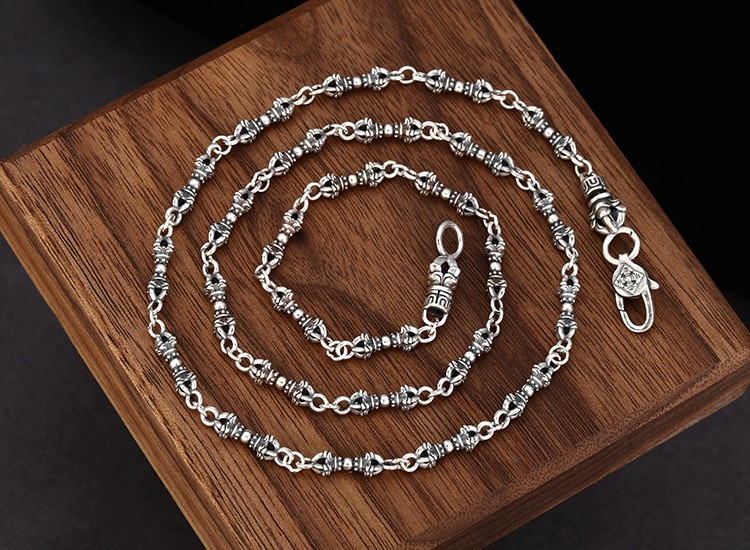 Tibetan Vajra Amulet Chain 925 sterling Silver Men Spiritual Protection Necklace