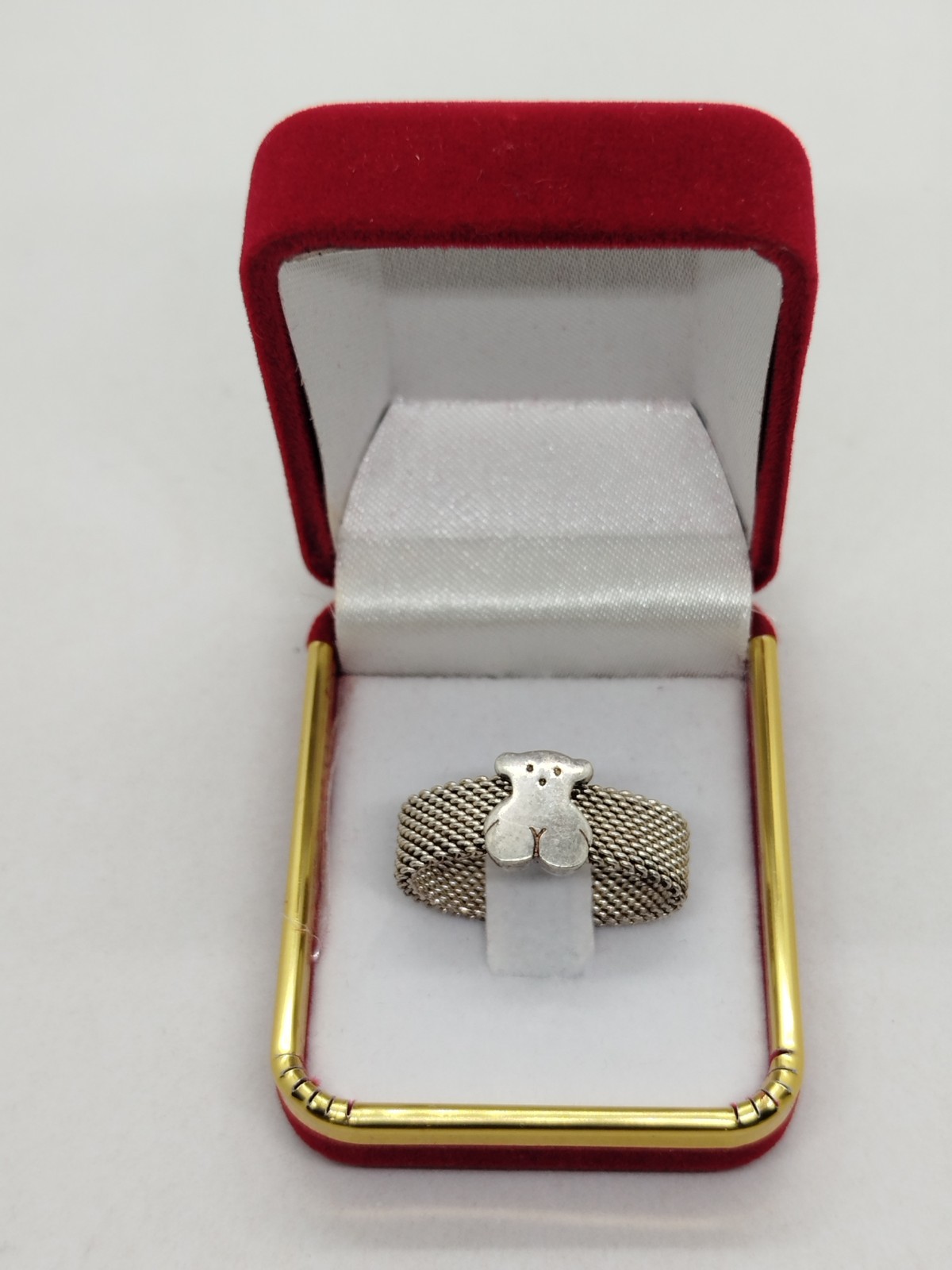 TOUS Sweet Teddy Bear Sterling Silver Ring MESH Size 7.5