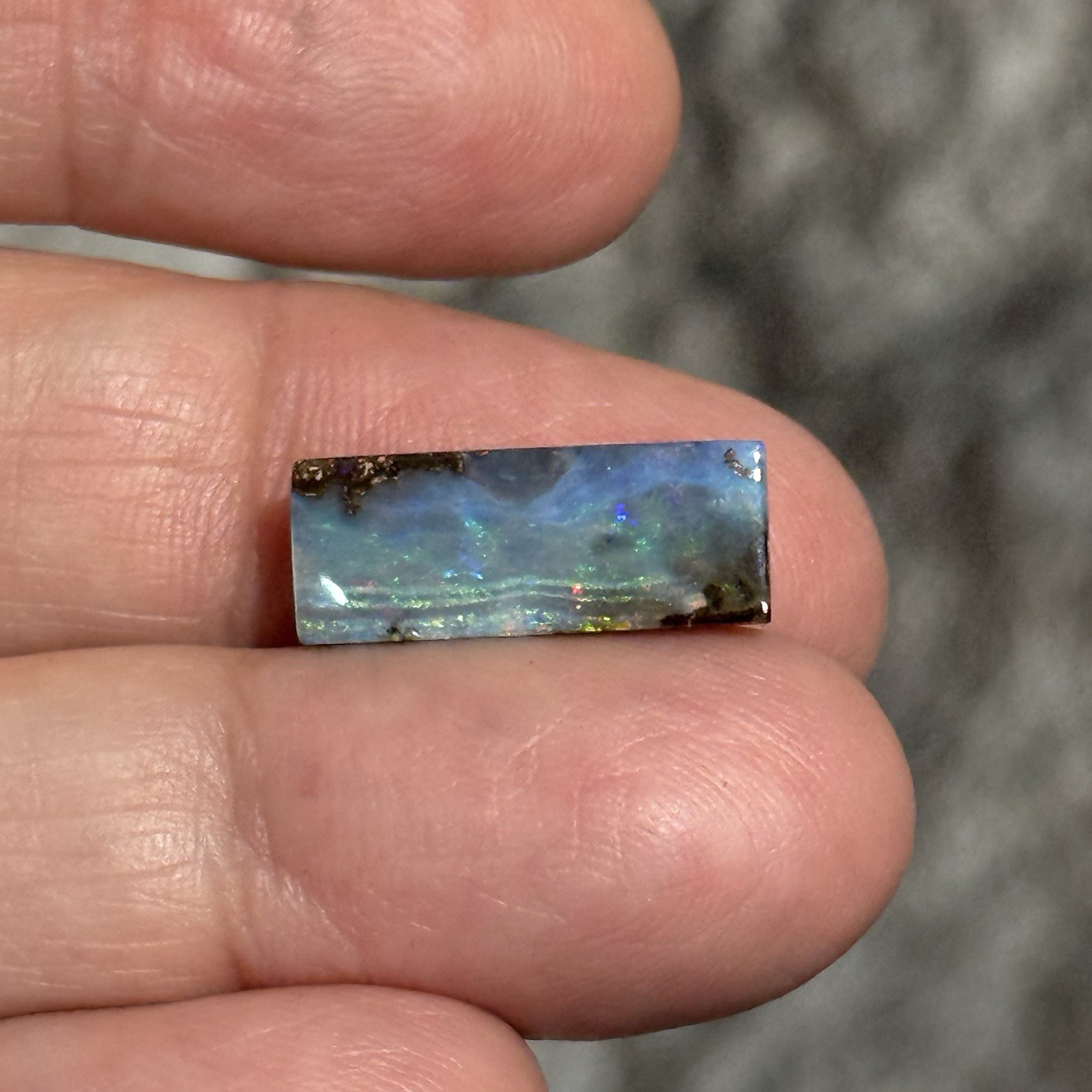 6ct 17.4×6.8×3.9mm Blue Australian Boulder Opal Split Cabochon Gem