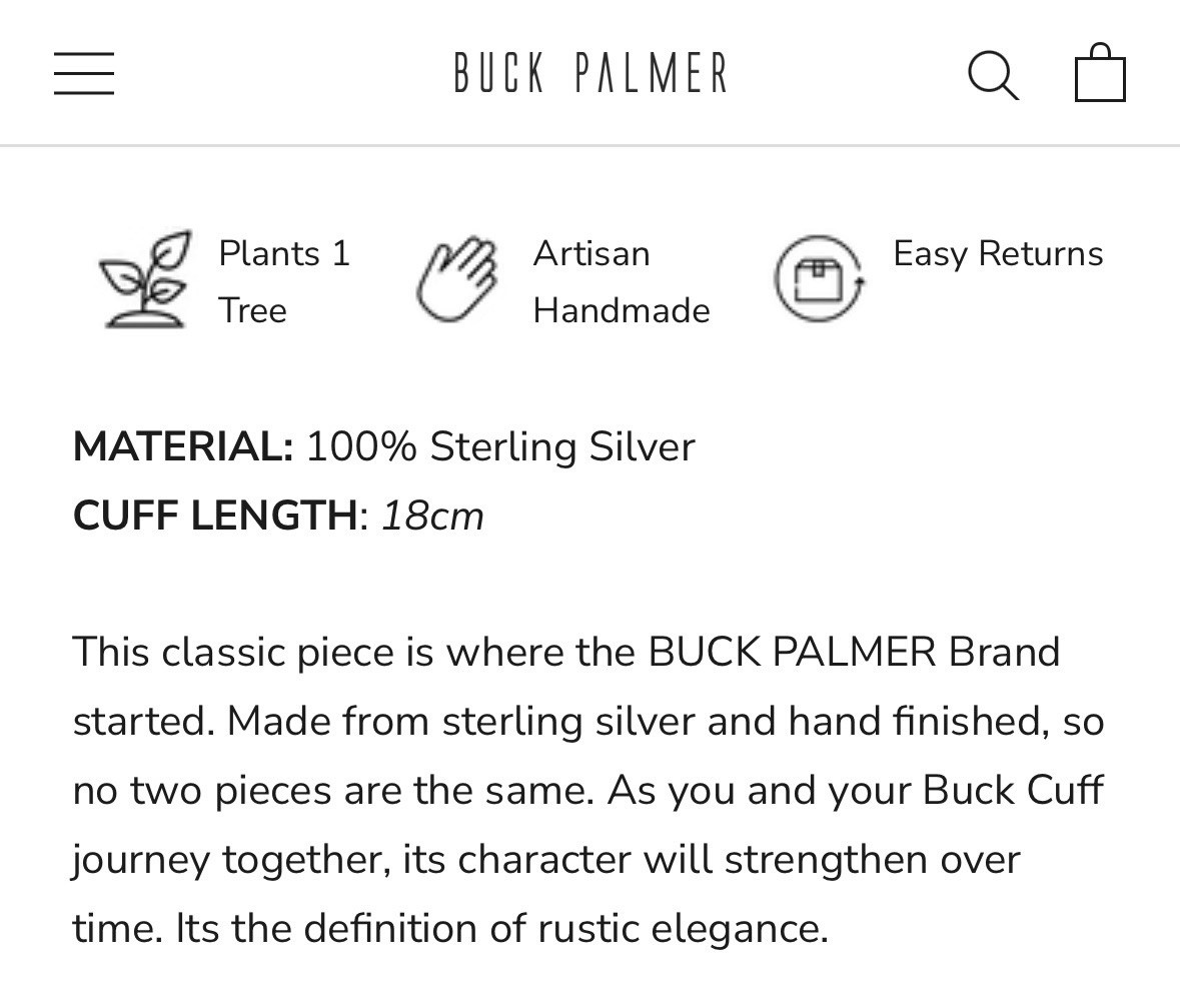 Buck Palmer Men’s Classic Buck Cuff Large Sterling Silver