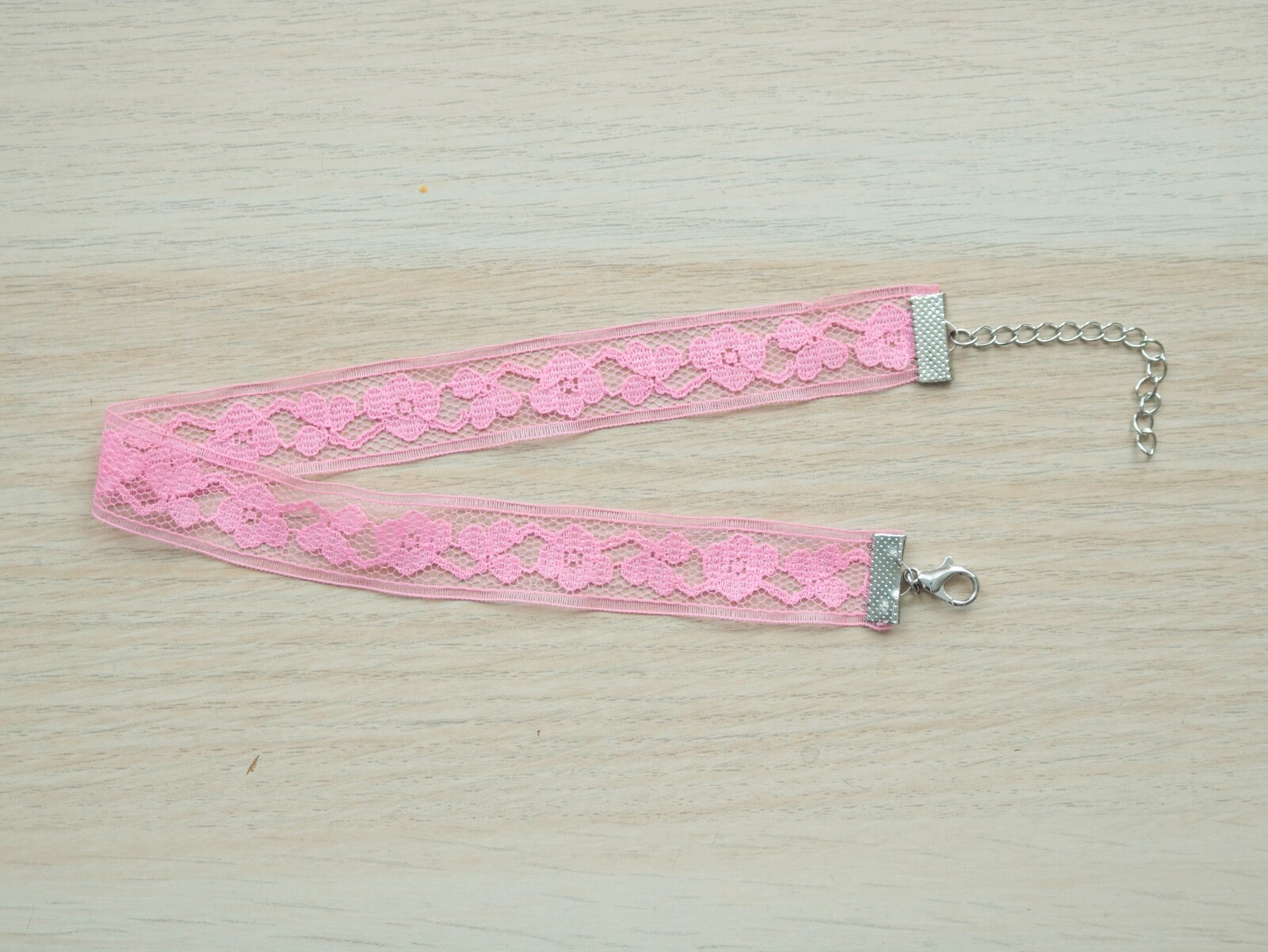 Adjustable Pink Floral Delicate Vintage Lace Fabric Collar Choker Necklace