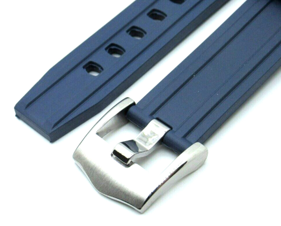 20mm Curved Blue Rubber Silicone Strap for 41mm Omega Seamaster PRO CVZ015753