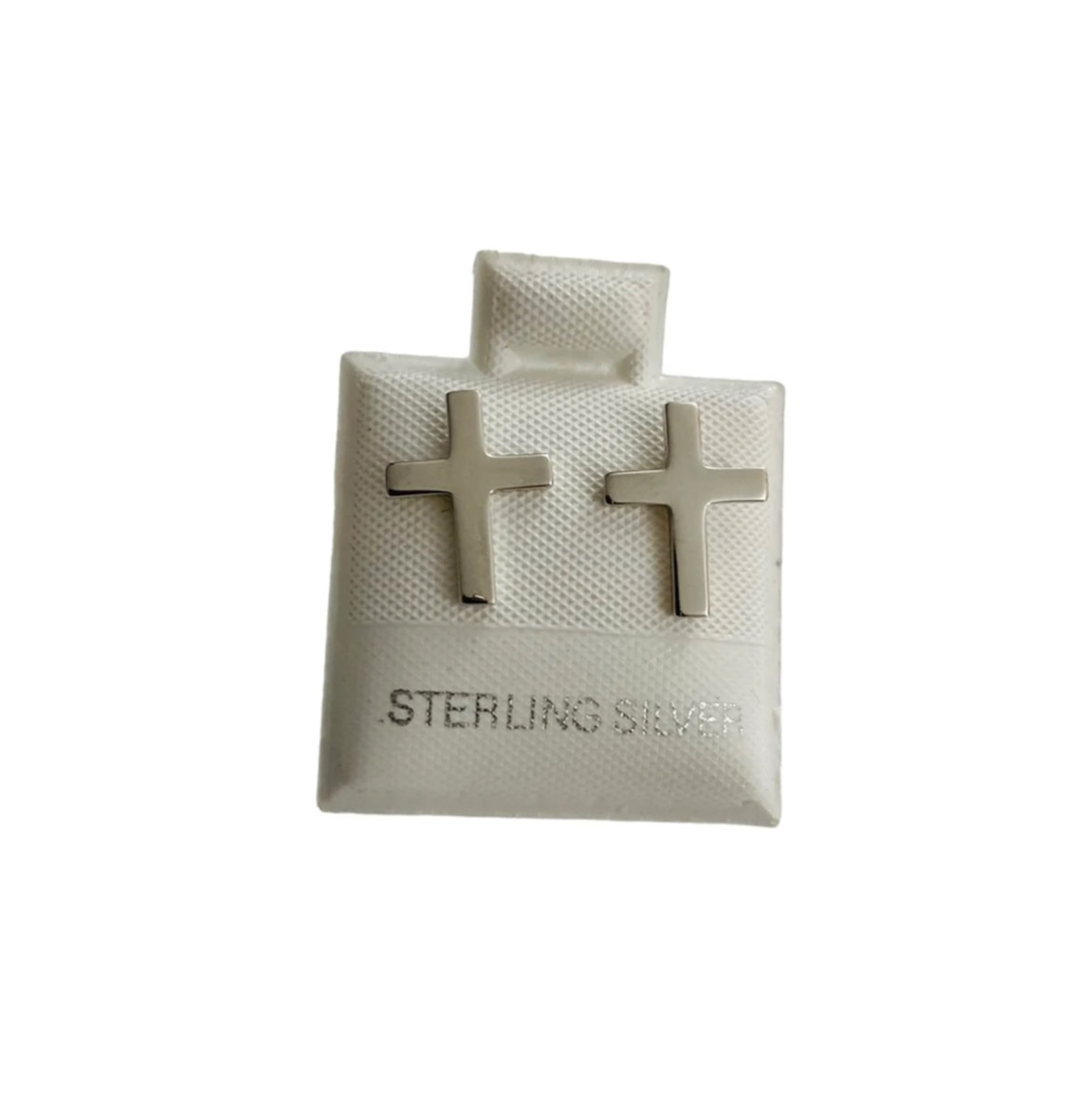 925 Solid Sterling Silver Cross Stud Earrings, 11.5mm x 9mm – ESE54