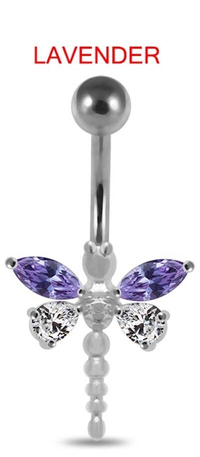 14G 3/8 DRAGONFLY BELLY RING NAVEL BUTTON PIERCING JEWELRY