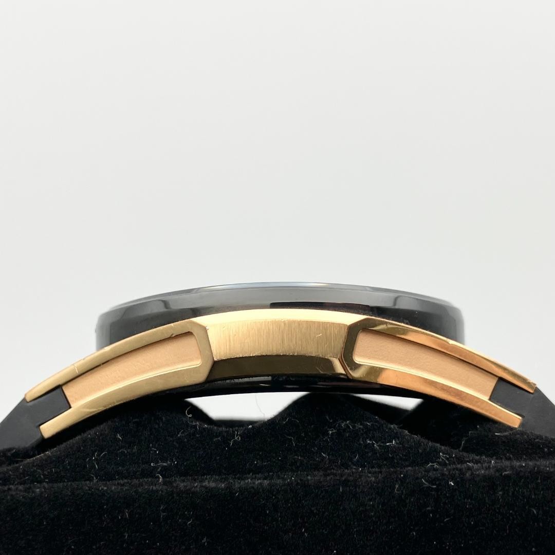 Bulova 98A185 CURV Chronograph Rose Gold Tone Mens Watch Black Rubber Strap Box