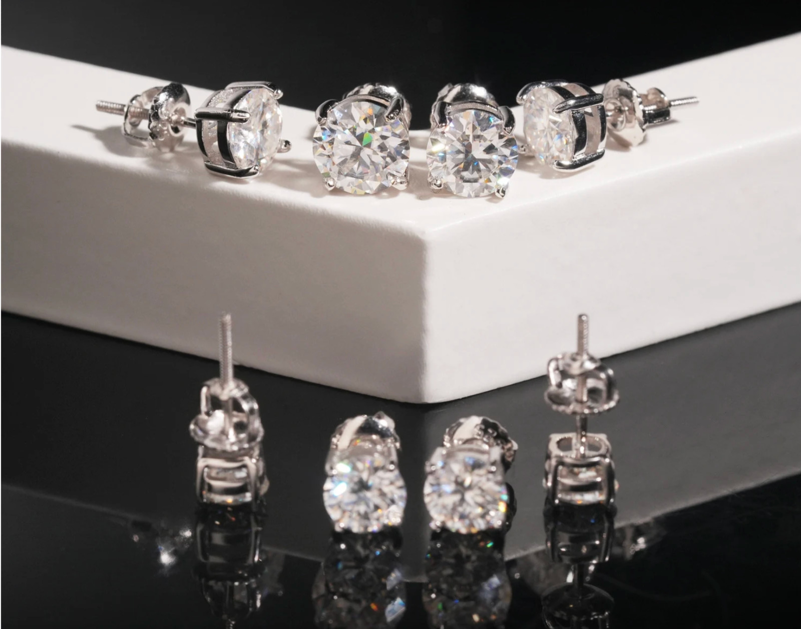 1-3CT 3/4/5/6/7/8/9/10mm Lab Created Diamond 925S Silver Screw Thread Earrings