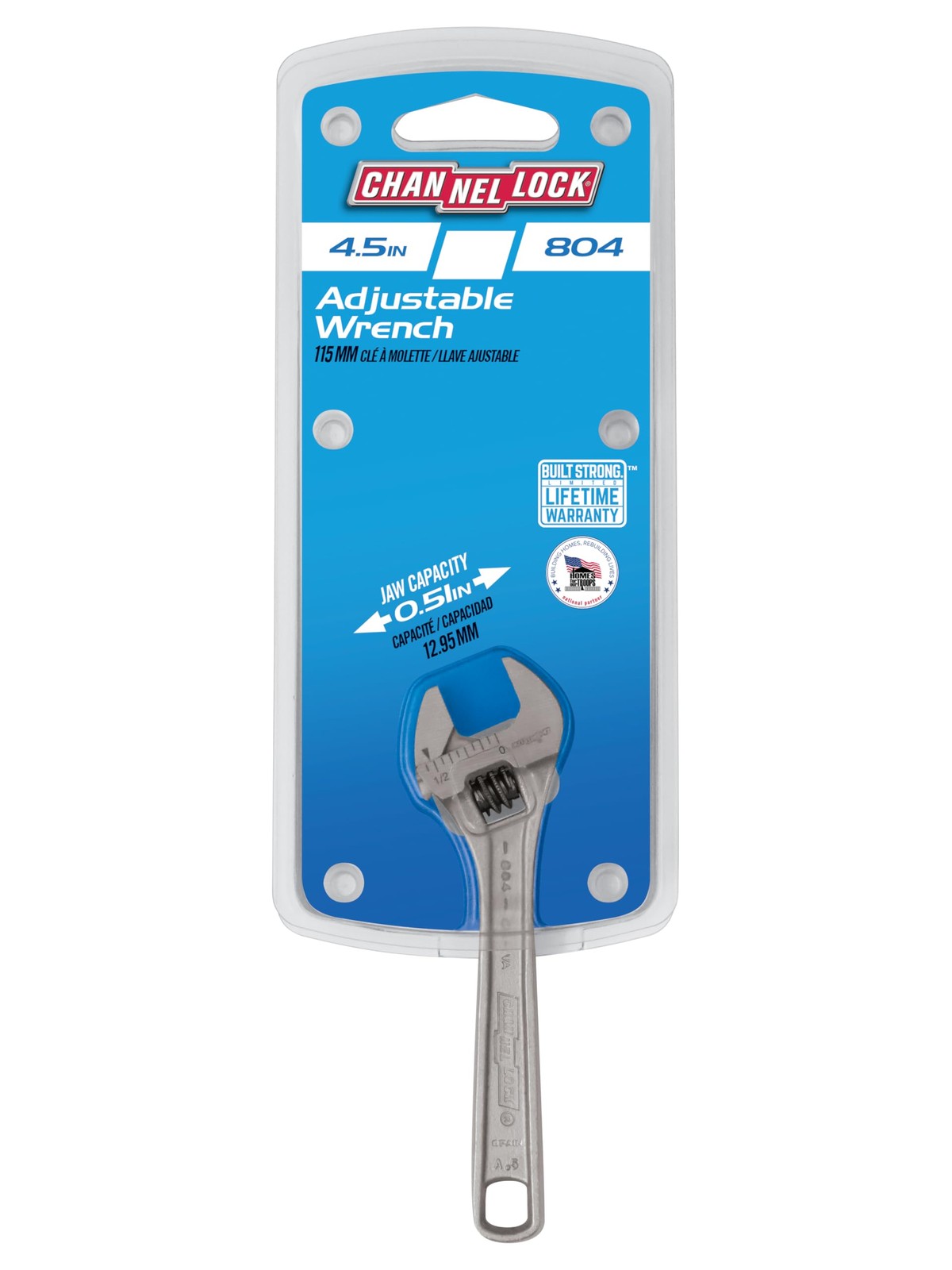 Channellock Adjustable Wrench Channel Lock 804 – Chrome Vanadium 4.5, Silver