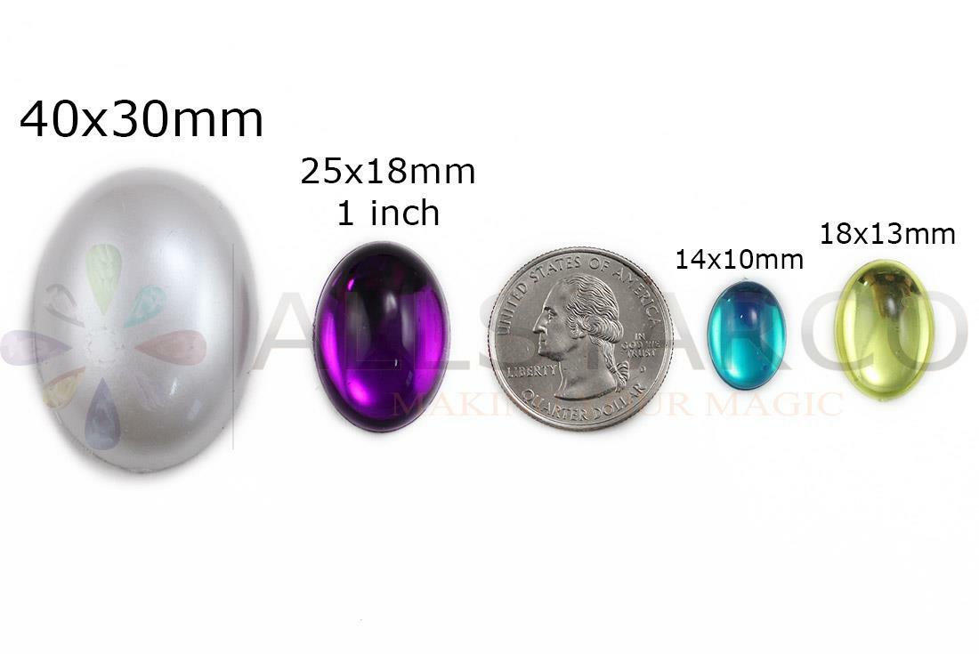 Acrylic Oval Clear Cabochons Flat Back Gems For Jewelry Craft Pro Grade Jewels