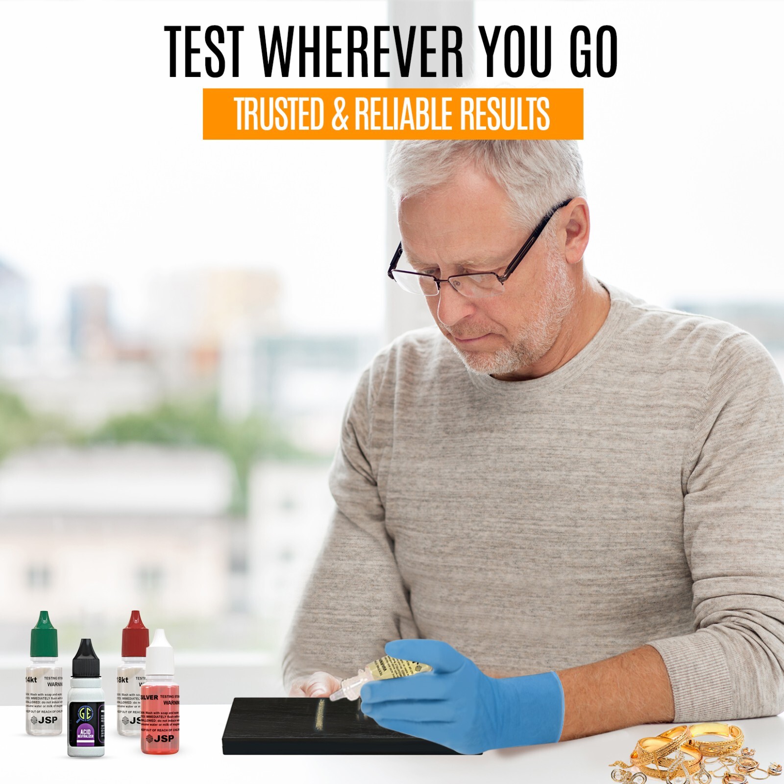 Gold Testing Kit 10k 14k 18k 22k Solutions Acids + Scratch Stone Test