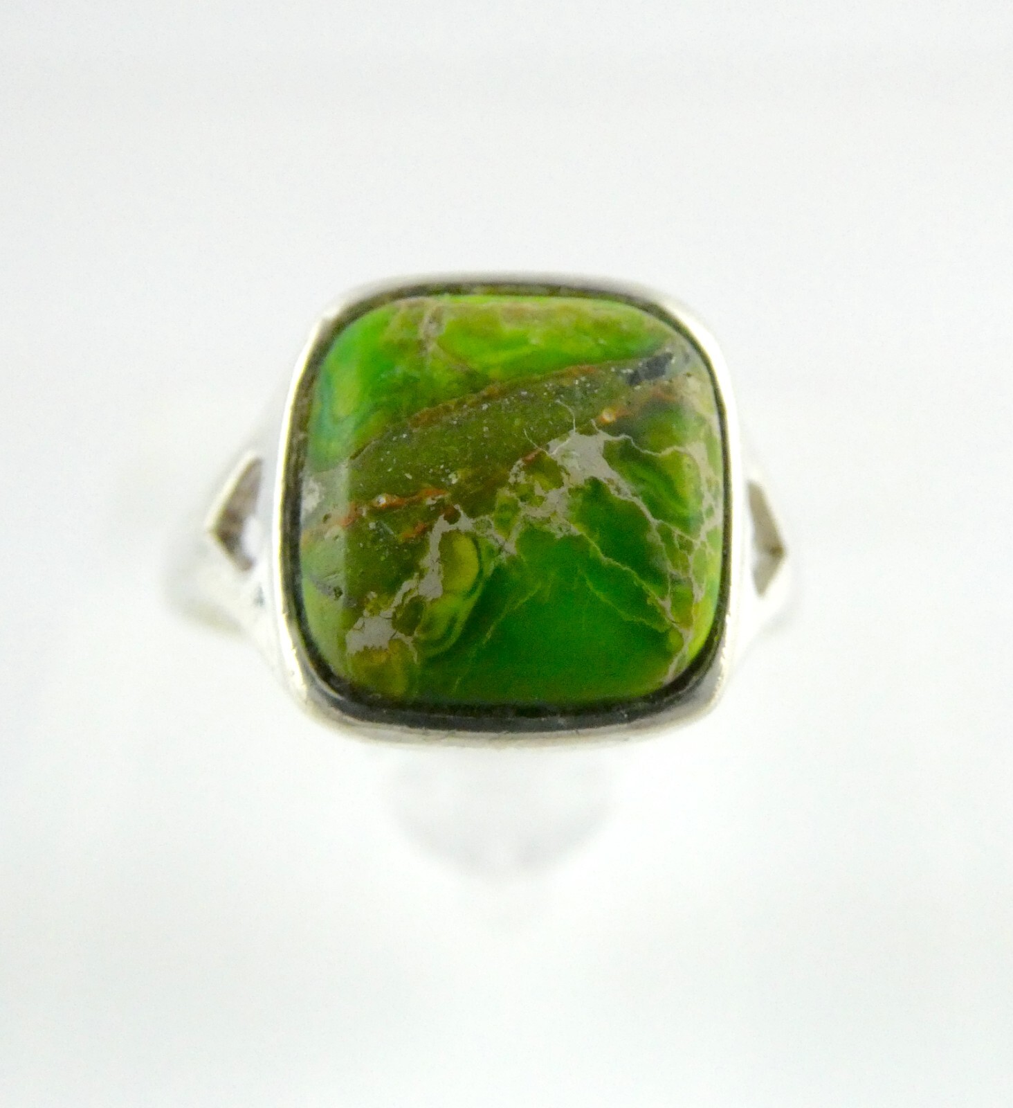 Sterling Silver Green Turquoise Heart Bezel Ring 925 Size 7 Weighs 2.4 Grams
