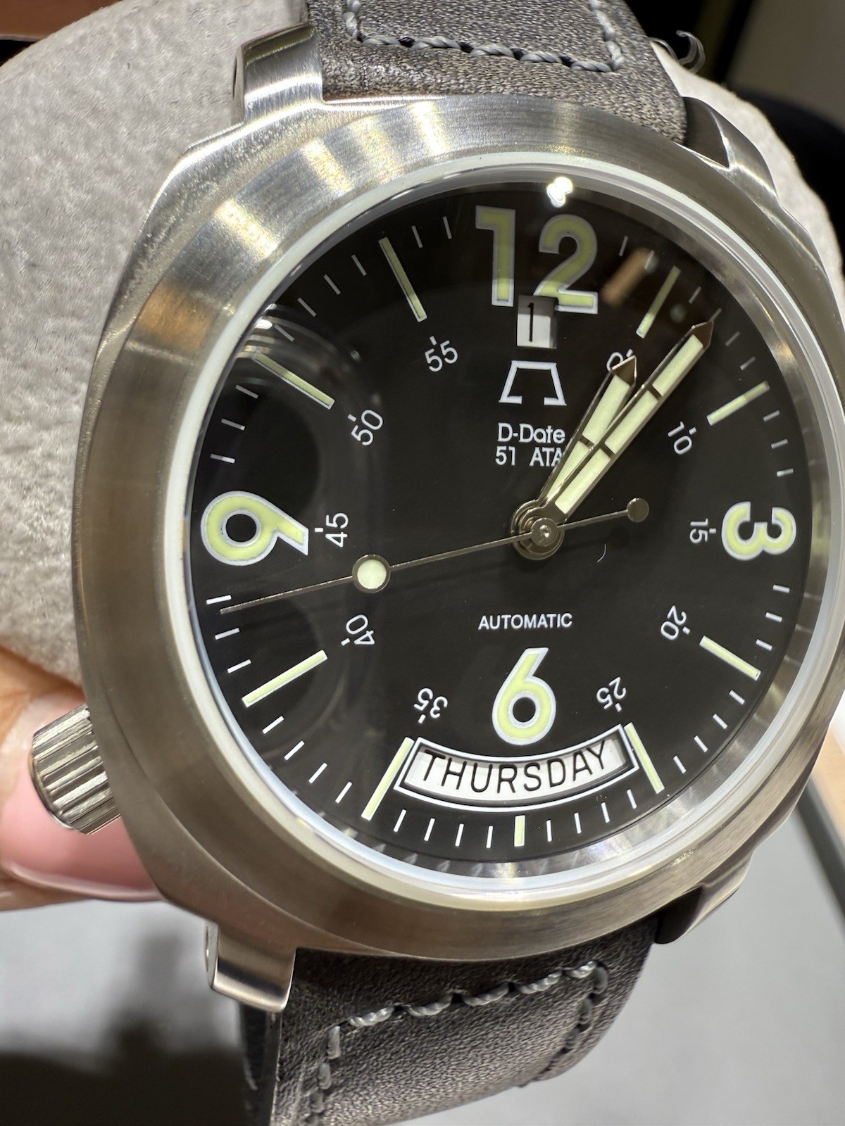 ANONIMO Opera Meccana D-Date Mod 2006 Italy Black Dial Black Leather Bnd