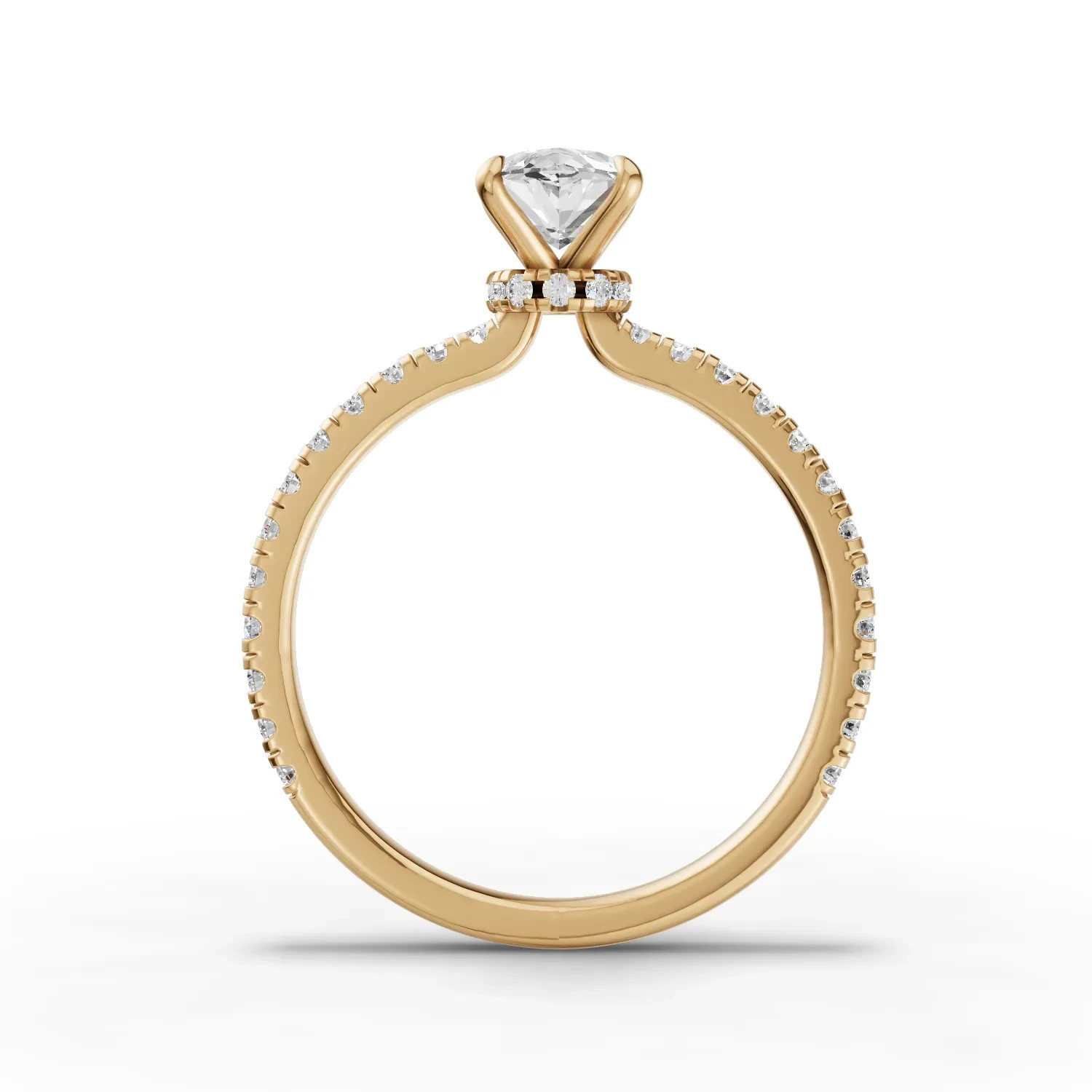 1.23CT Marquise Lab Grown Diamond Solitaire Pavé Engagement Ring 18K Yellow Gold