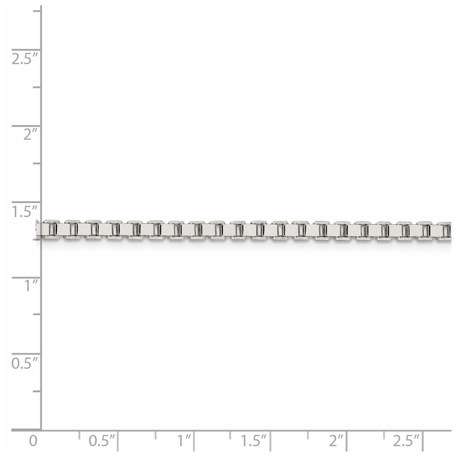 Sterling Silver Solid Polished 3mm Plain Box Chain w/ Lobster Clasp 18″ – 30″