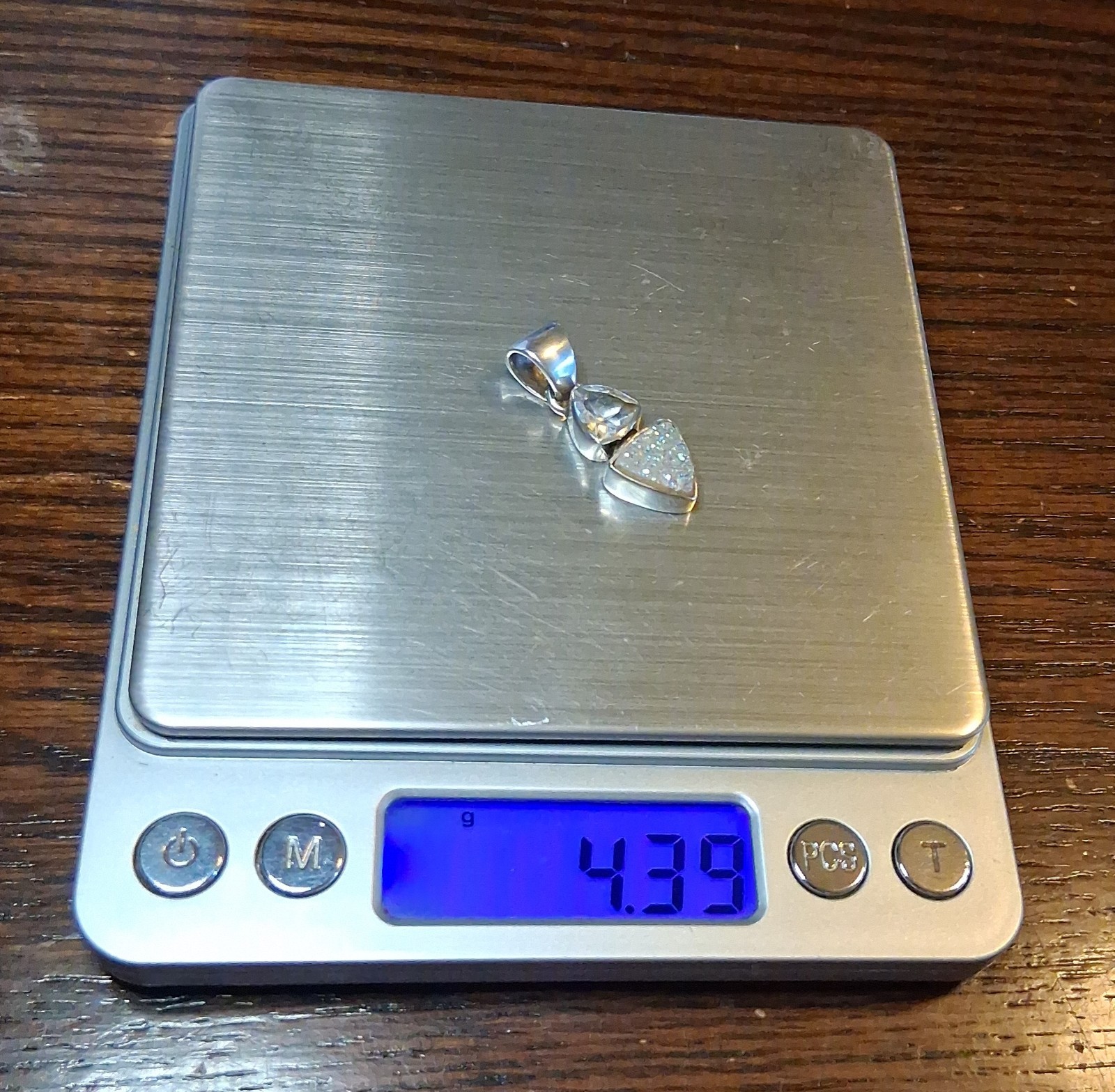 Starborn Sterling Topaz & Rainbow/AB Druzy Pendant 4.3g See Pics/Description