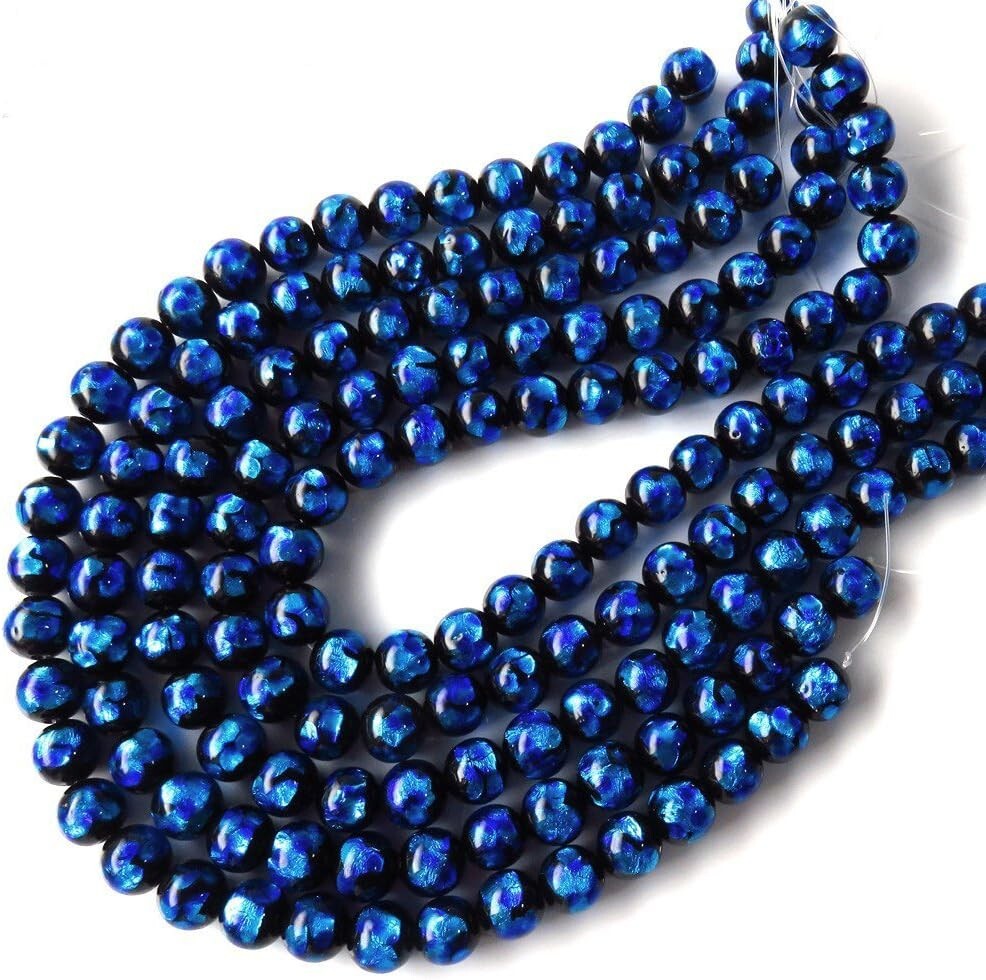 GOLD STONE Okinawa Firefly glass blue series beads 12mm length 40cm Japan F/S