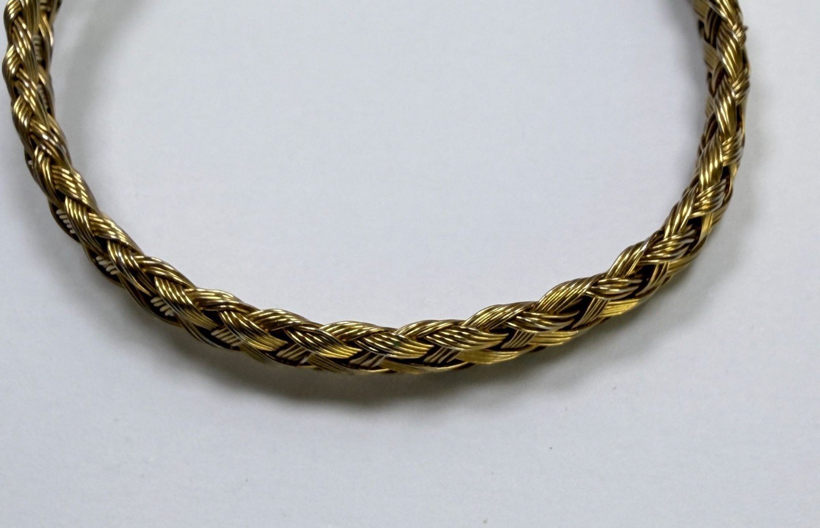 Gold Tone Braided Wire Cuff Bracelet Open Style Classic Minimalist