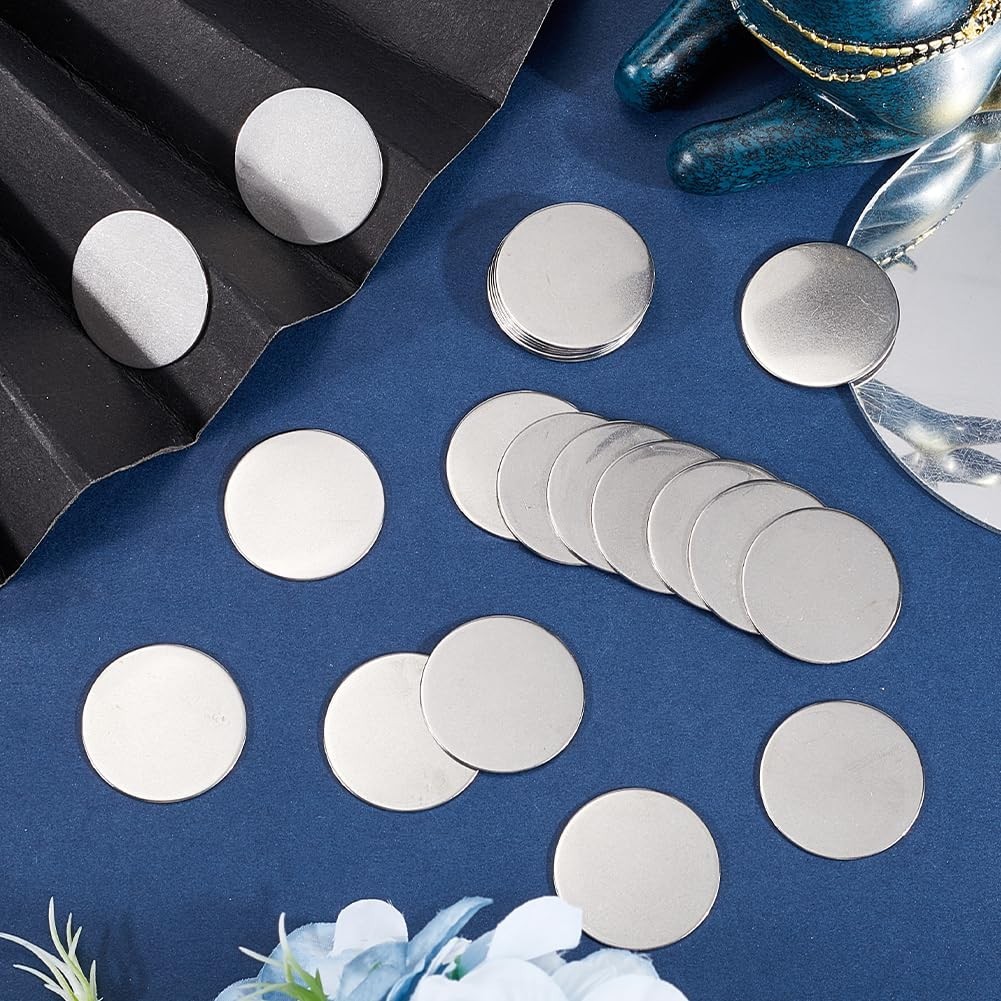 40Pcs Stainless Steel Stamping Blanks 30mm Engravable Discs for DIY Jewelry Craf