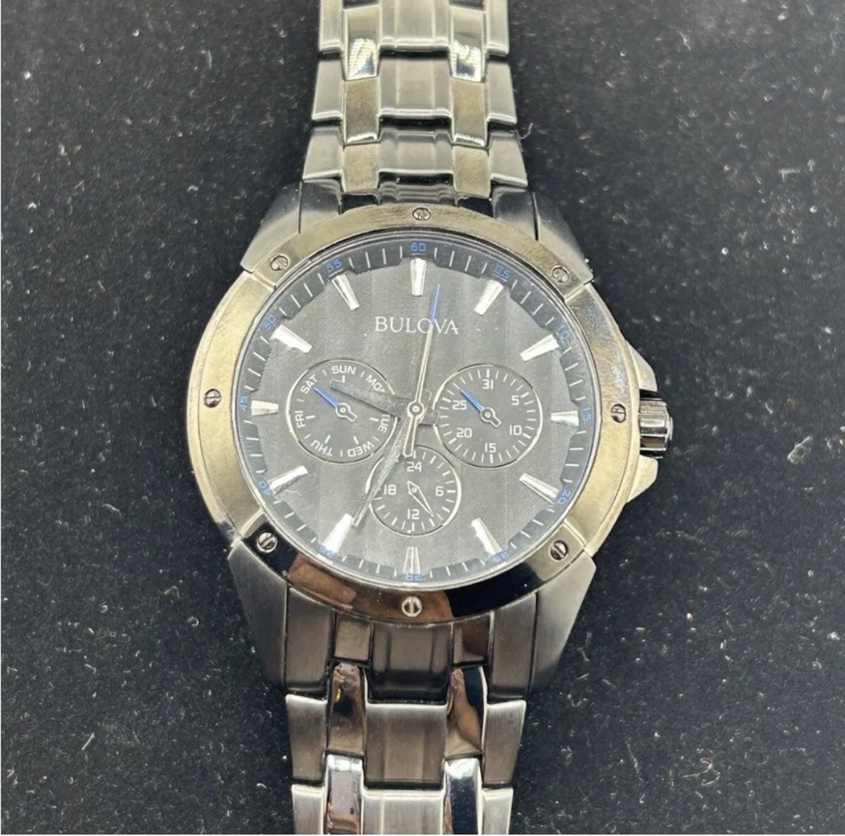 Men’s Black Ion-Plated Stainless Steel Bracelet Watch 43mm 98C121