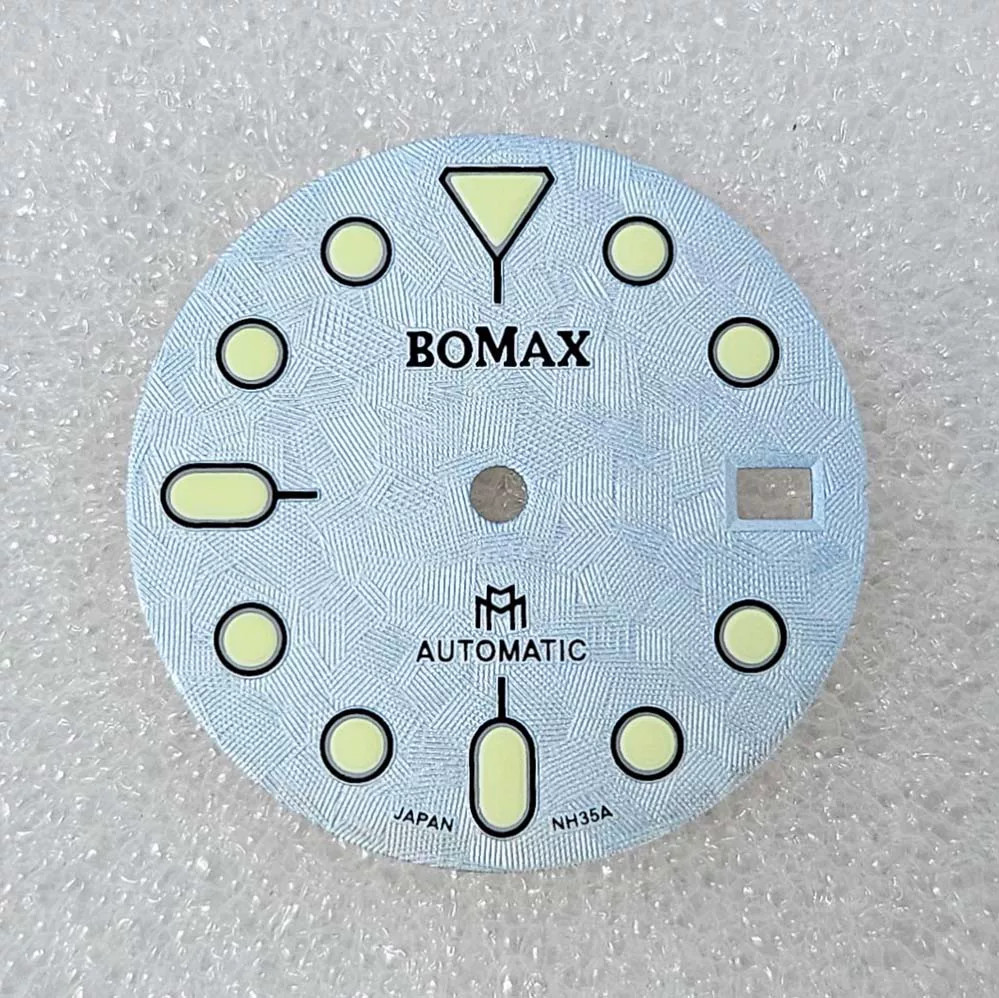 28.5mm Geometric pattern Watch Dial Green Luminous for NH35 NH36 movement