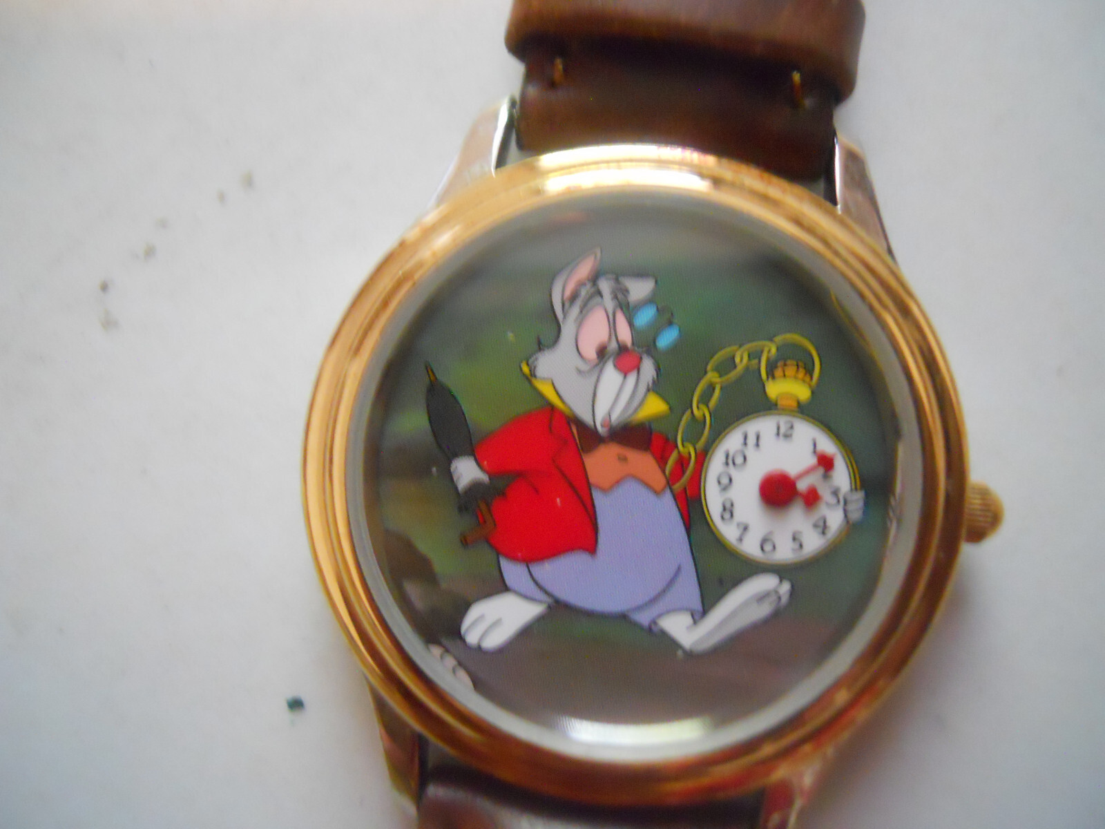 Alice in wonderland men’s leather band.Analog,Quartz & battery watch.3602/7500