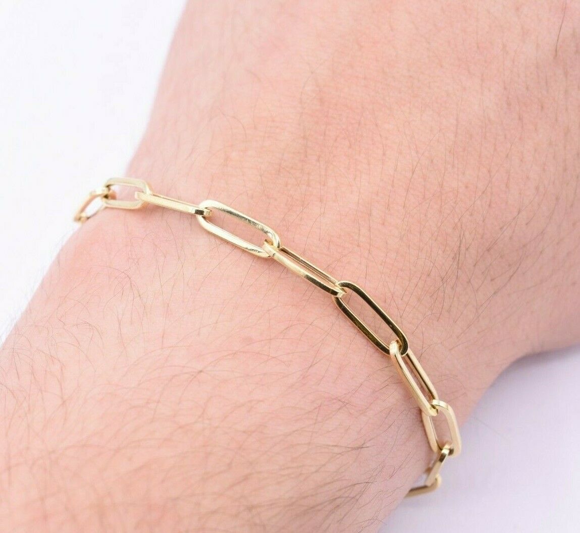 4.5mm Paperclip Link Bracelet Real 10K Yellow Gold ALL SIZES