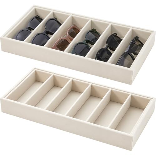 Pcs Velvet Sunglasses Organizer Tray 6 Grid Sunglass Organizer Velvet 2 Beige