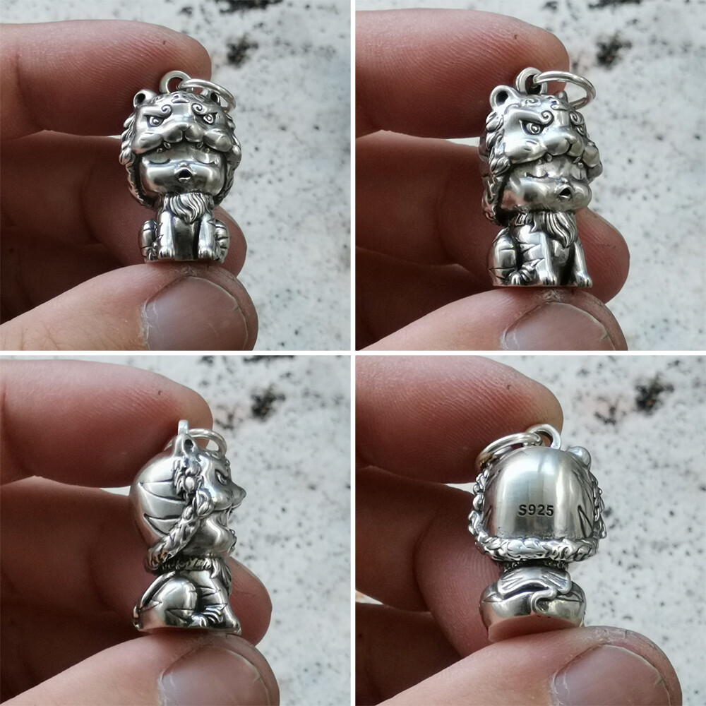 Cute Tiger 925 Sterling Silver Q Version Charms Animal Pendant TA360A HZ