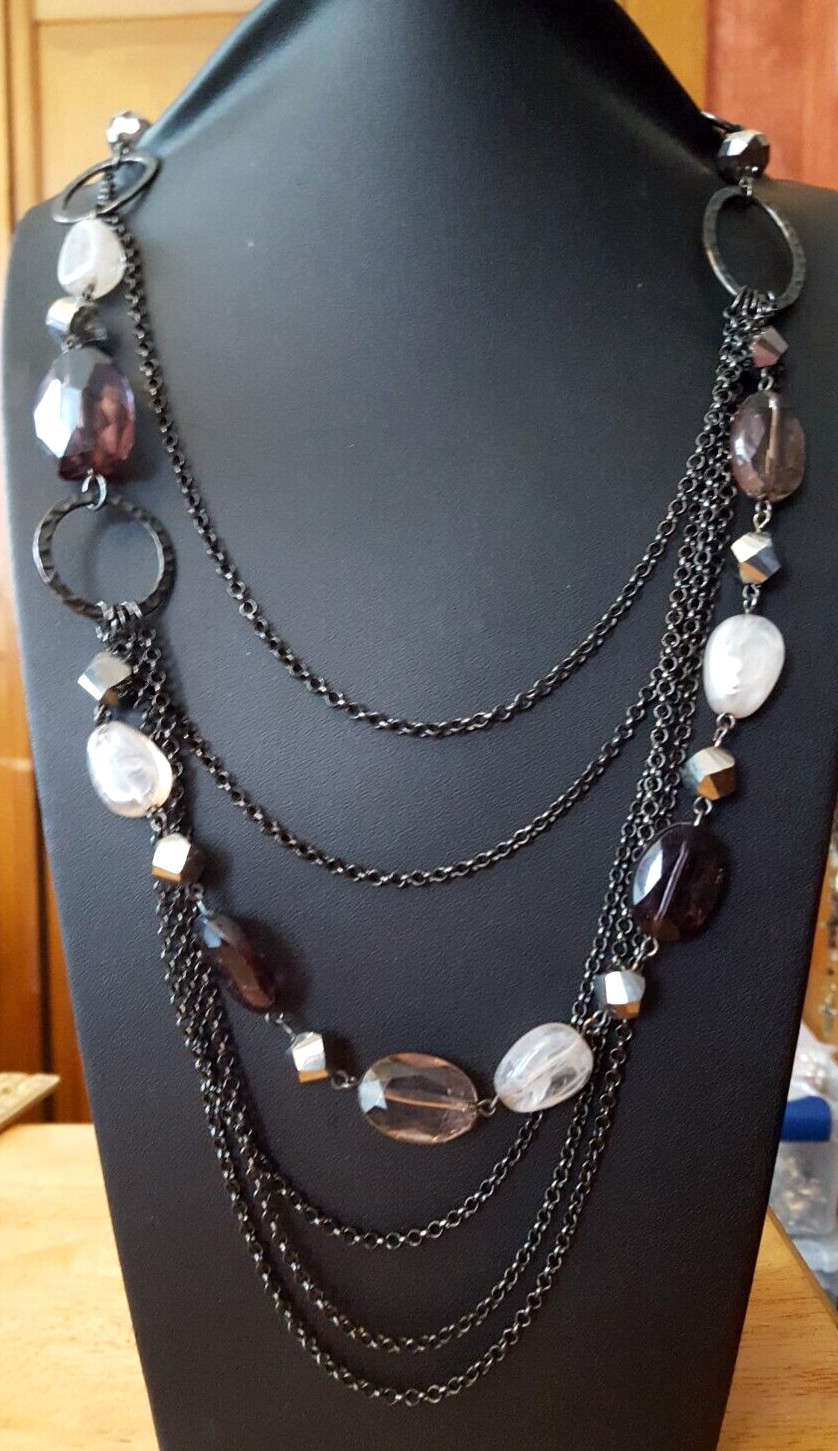 Multi black chain beaded Necklace