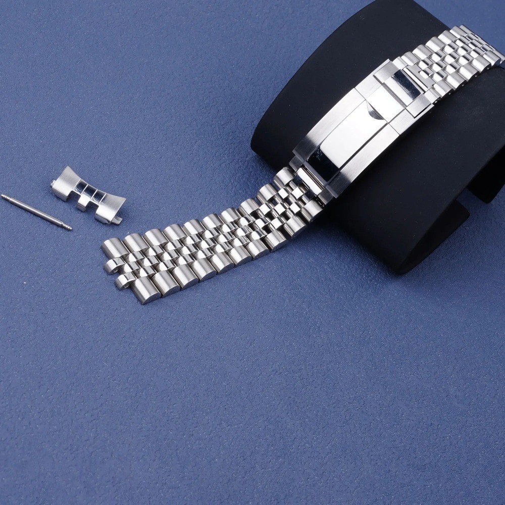 For Seiko 5 SNKL23 Jubilee 18mm WatchBand Bracelet With Oyster Deployment Clasp