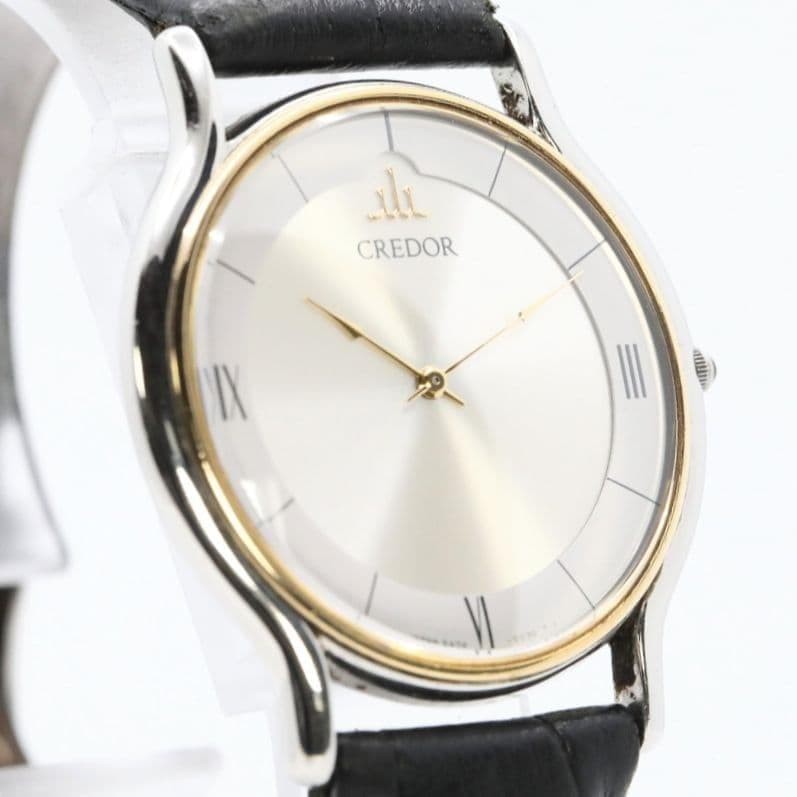 Seiko Credor 18K Gold Silver Quartz Watch Made in Japan 074053