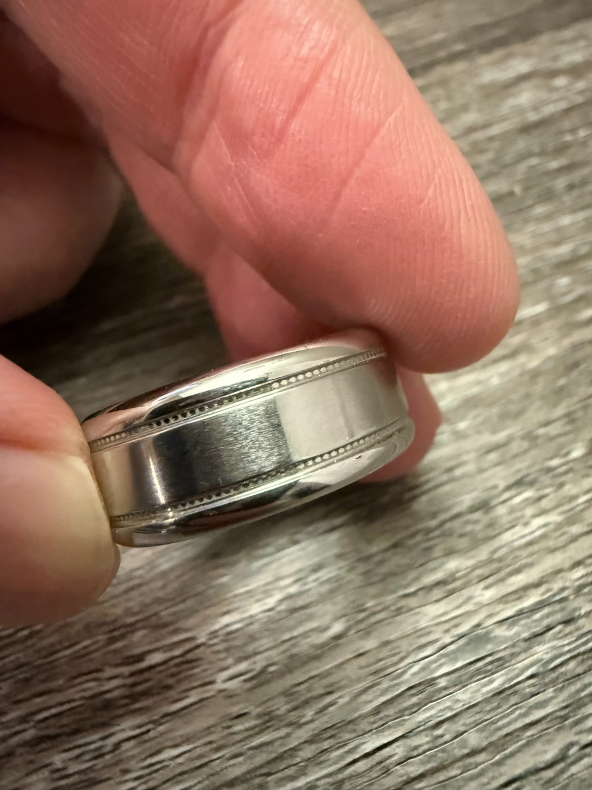 Scott Kay Cobalt Wedding Band Ring Double Milgrain 9mm Wide Sz. 8.5