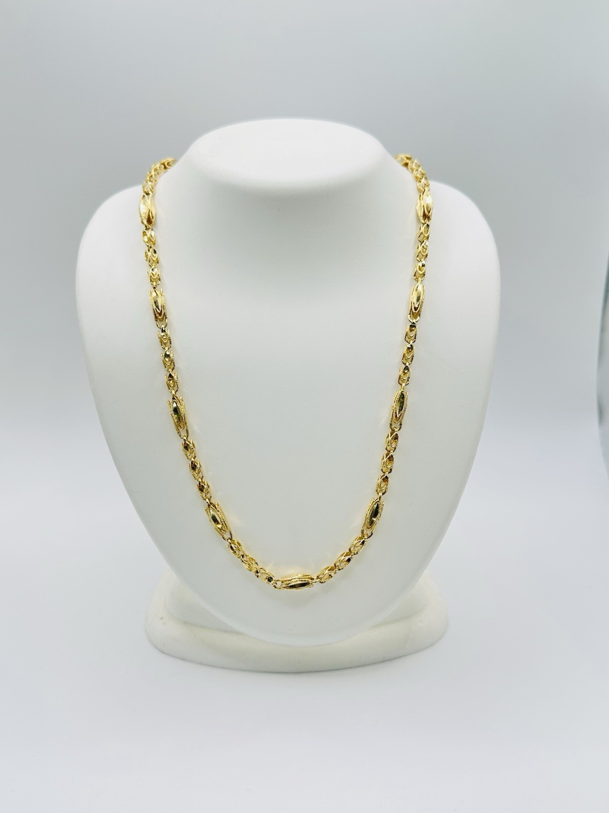 Semi-Solid 4.5mm Marquise Turkish Rope Link Chain Necklace 14k Yellow Gold 24”