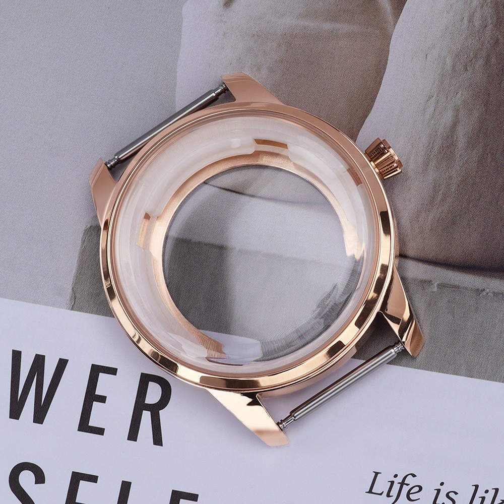33mm/40.6mm Rose Gold Watch Case Steel Mineral Glass For Seiko NH35 38 Movement